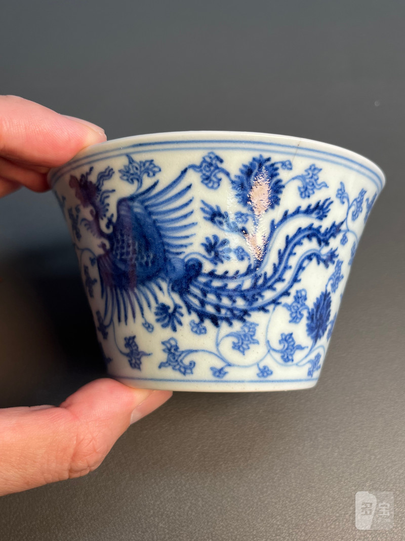 清雍正  青花凤纹马蹄杯 - 图11